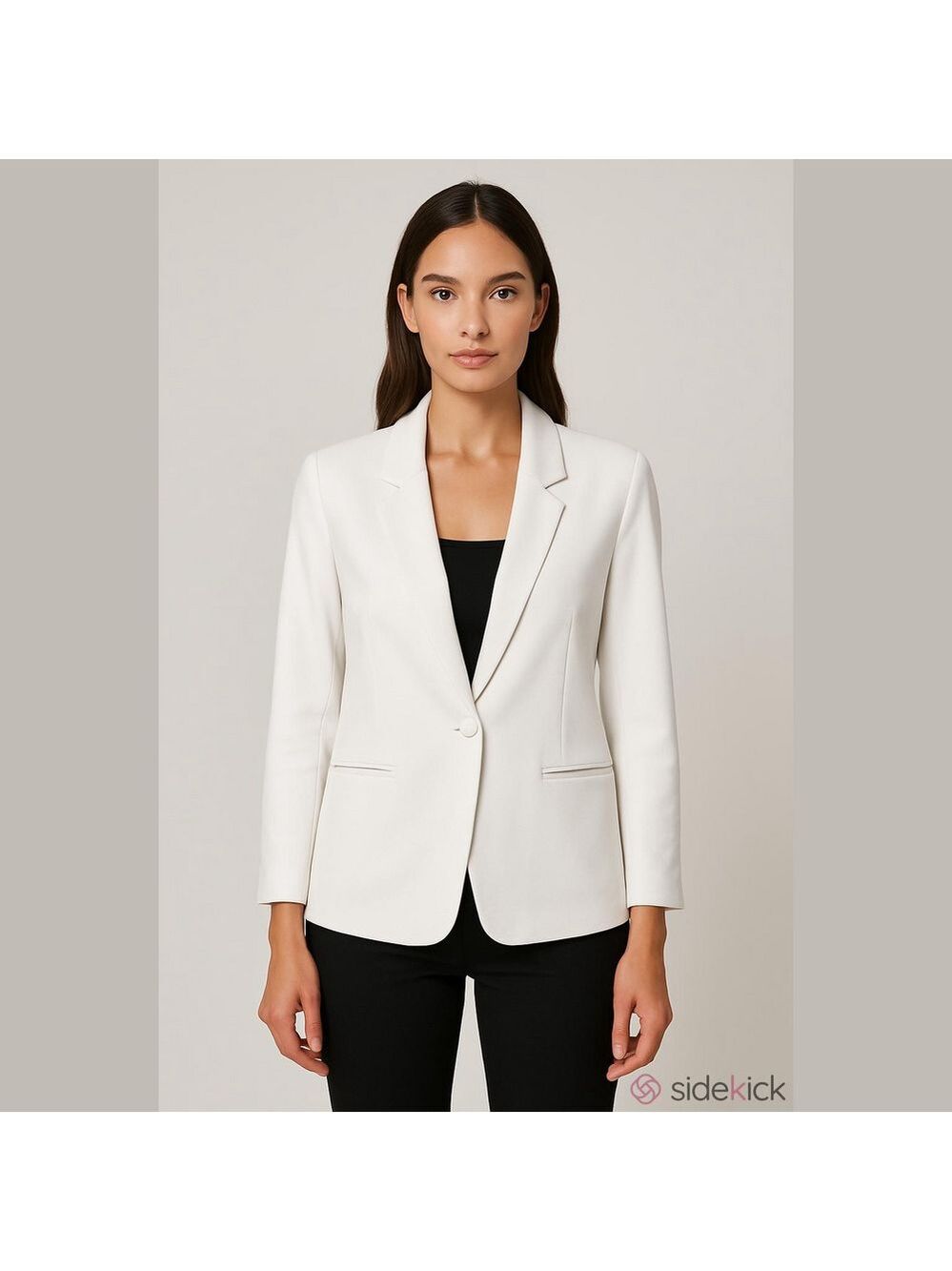 Kim Rogers White Single-Button Notch Lapel Blazer NWOT